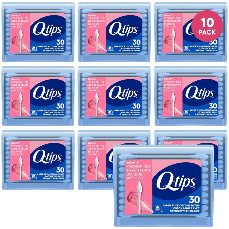 Q-tips Cotton Swabs - Precision Tips for Travel | 10-Pack of Essential Beauty & Personal Care Items