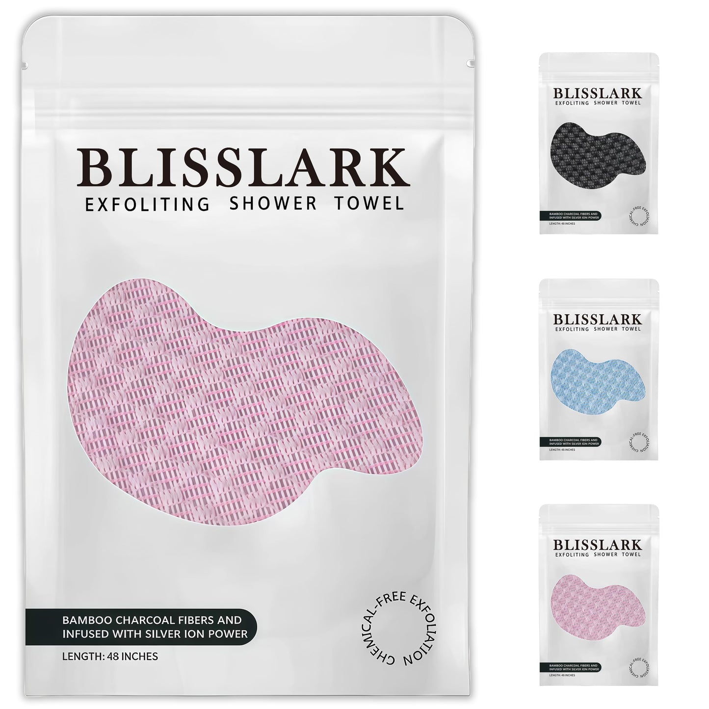 BLISSALRK Exfoliating Shower Towel 48",Premium Scrub Wash Cloth for Body Face, Exfoliating Washcloth for Men and Woman (1, Pink)