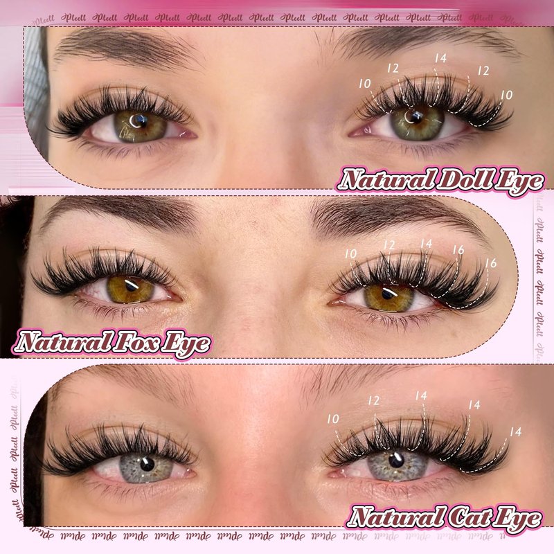 Pleell Lash Clusters Wispy Eyelash Clusters 10-16mm DIY Natural Lashes Clusters Fluffy Cluster Eyelash Extensions C Curl Individual Lashes with Soft Thin Band
