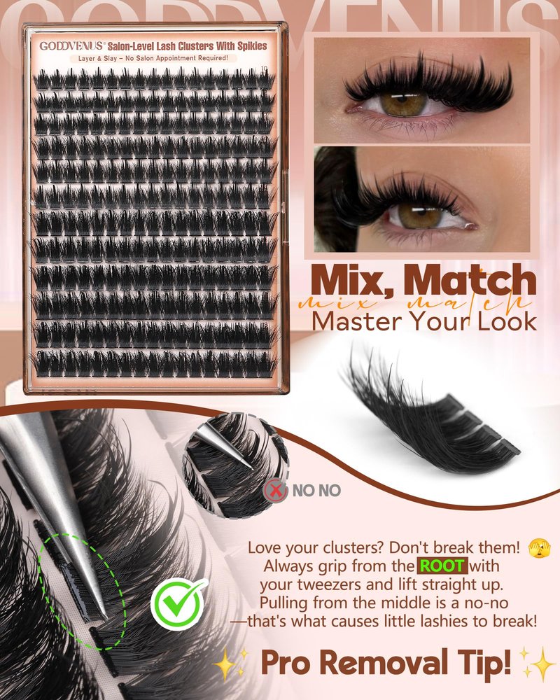 Goddvenus Manga Lash Clusters With Spikes Wispy Cluster Eyelash Extensions Fluffy Anime Eyelashes Clusters Reusable Faux Mink Fairy Individual Lash Extension (D Curve 12-18mm 204 pieces)