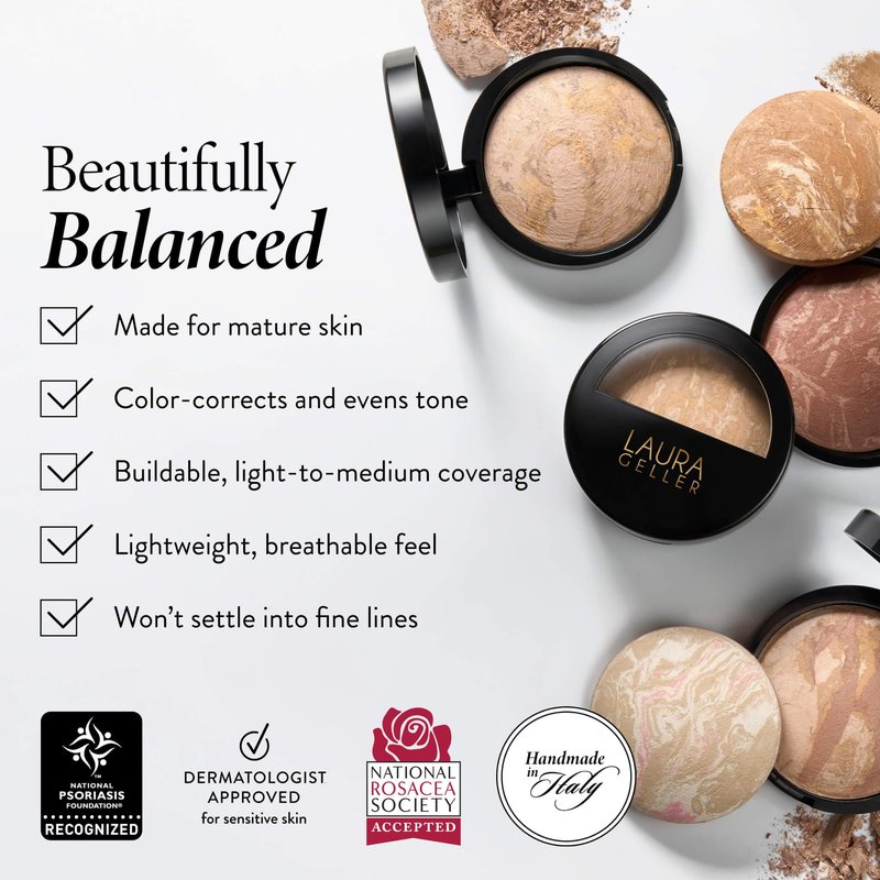 LAURA GELLER NEW YORK Baked Balance-n-Brighten Foundation with Kabuki Brush Makeup Set, Fair