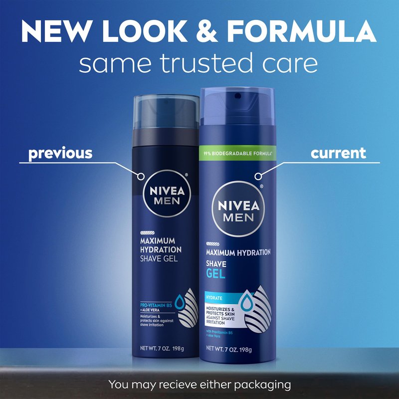 NIVEA MEN Maximum Hydration Shave Gel, with Aloe Vera and Provitamin B5, Shaving Gel for Men, 7 Oz Can, Pack of 3