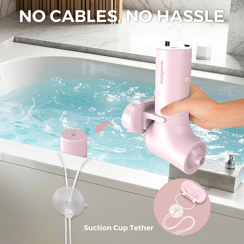 MOMFANN Bath Jet Spa - Cordless Portable Bubble Maker with 3-Level Adjustable Speed | Light Pink