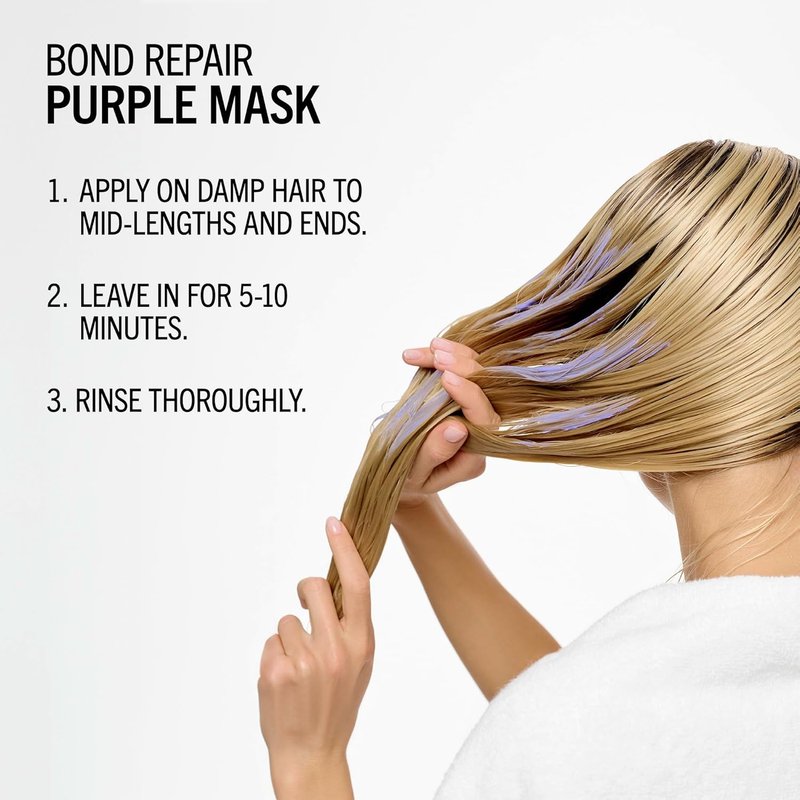 BlondMe Bond Repair Purple Mask - Neutralizes Yellow & Brassy Tones | For Healthy, Cool-Toned Blonde Hair