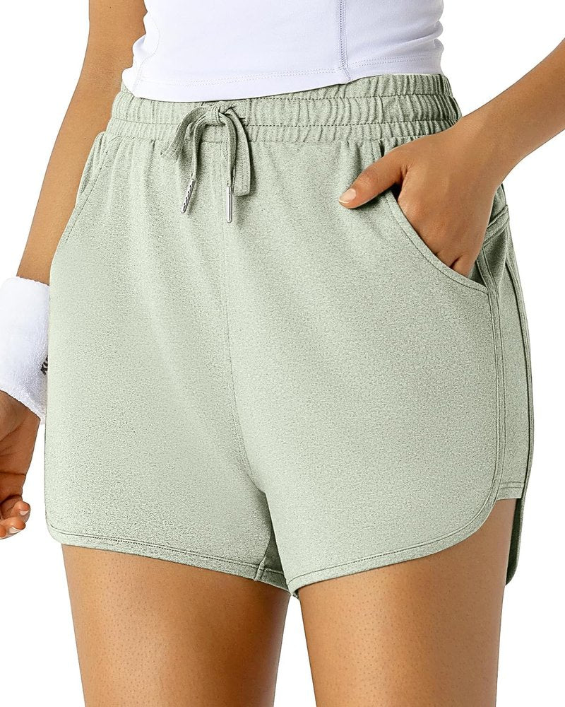 Athletic Sweat Shorts for Women - Running Dolphin Style with Pockets | Summer Gym Lounge Wear