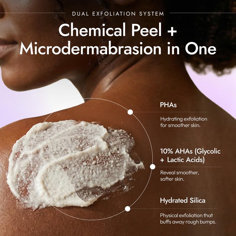 DERMAdoctor KP Bump Eraser Body Scrub with 10% AHAs + PHAs for Keratosis Pilaris, Dry, Rough, and Bumpy Skin, Dermatologist Formulated Exfoliating Body Scrub with Glycolic and Lactic acids - 16 Fl oz