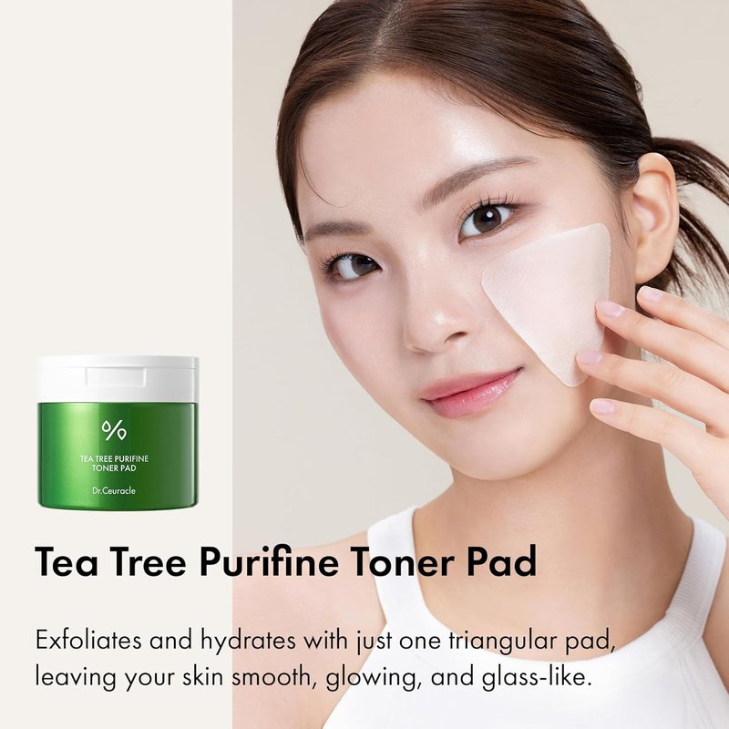 Dr.Ceuracle Tea Tree Toner Pads - Mild Exfoliating Pore Care | 60 Double-Textured Face Pads with PHA, Zinc PCA, Niacinamide