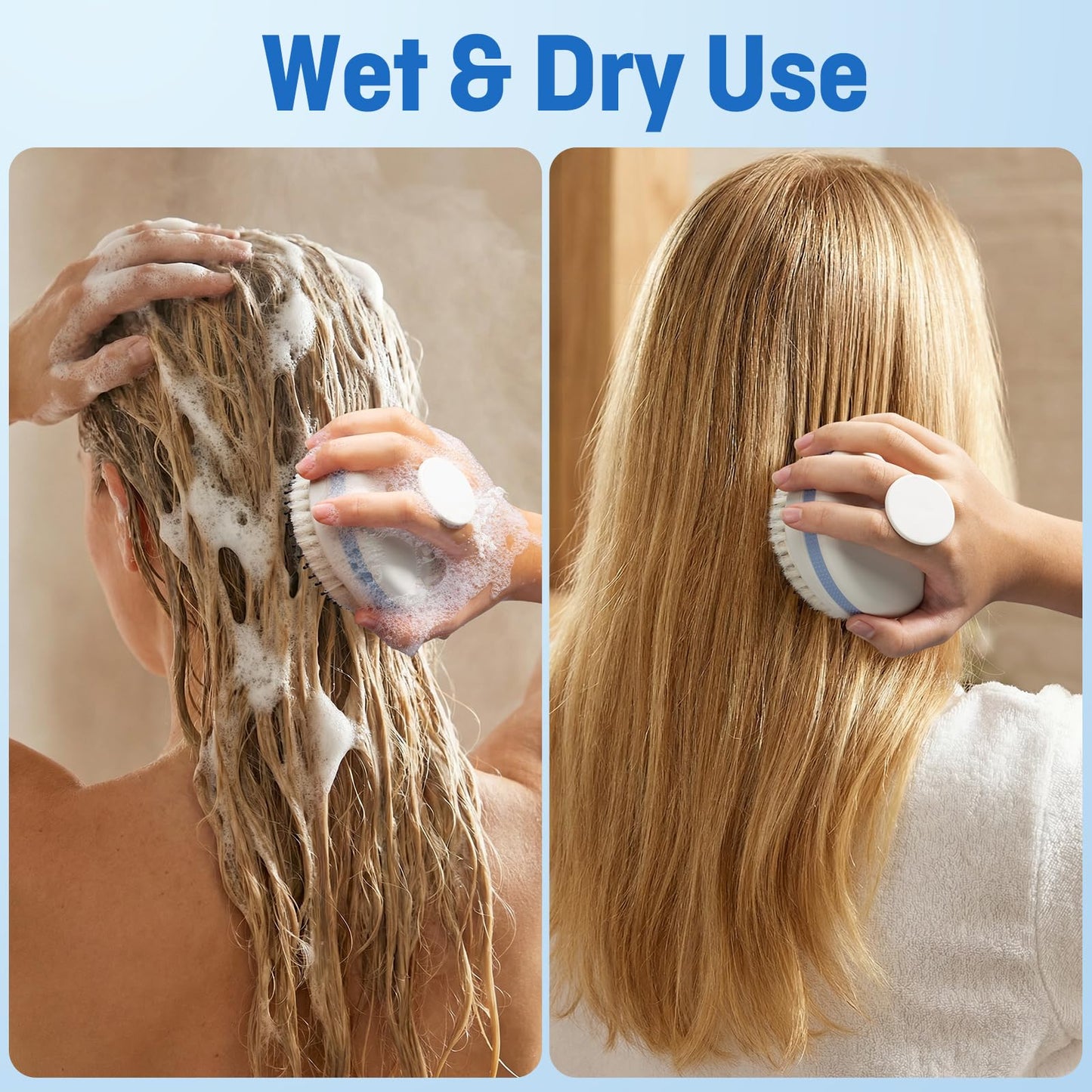 Wonsagain Scalp Massager with Double-Layer Bristles,Anti-Slip Rich-Lathering Hair Washing Shampoo Brush,Curved Scalp Scrubber with Better Head Fit for Dandruff Removal,Wet&Dry Use Scalp Stimulator.