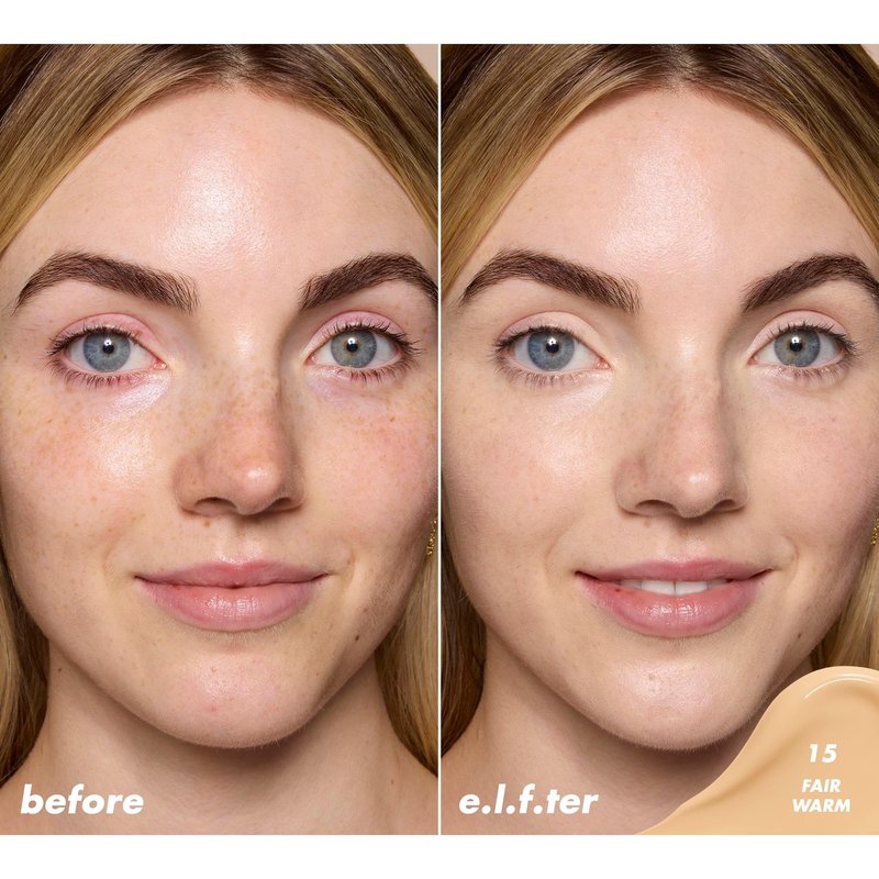 e.l.f. Soft Glam Satin Concealer, Medium Coverage For Blemishes & Under-Eye, Crease-Resistant, Long Lasting, Vegan & Cruelty-Free, 15 Fair Warm