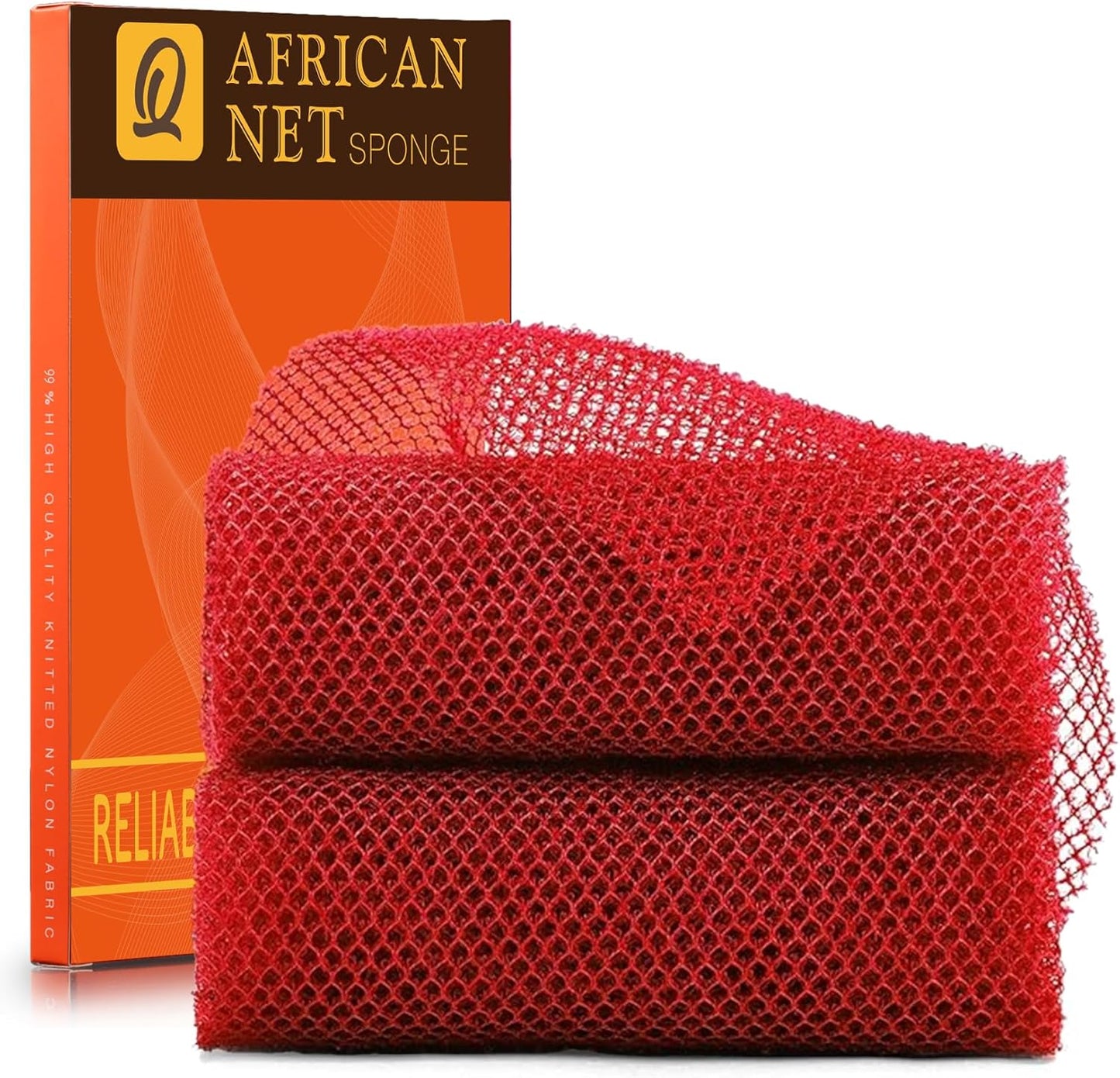 UJFQBH African Bath Sponge Set - Exfoliating Net Body Scrubber for Smooth Skin | Red