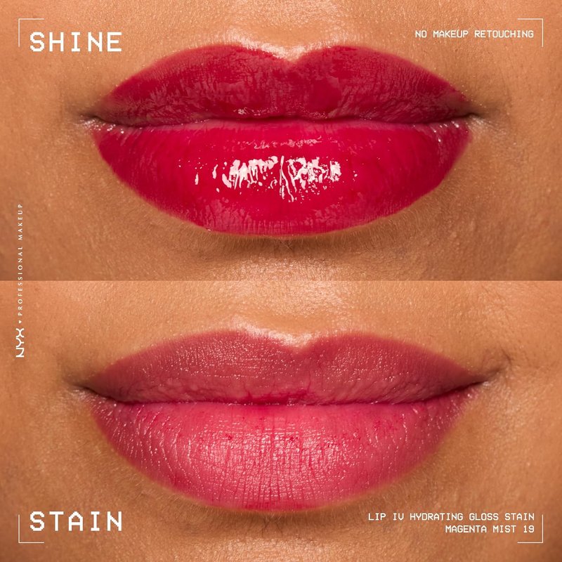 NYX PROFESSIONAL MAKEUP Lip IV Hydrating Glossy Lip Stain - Long-Lasting Vegan Formula with 12 HR Hydration | Magenta Mist