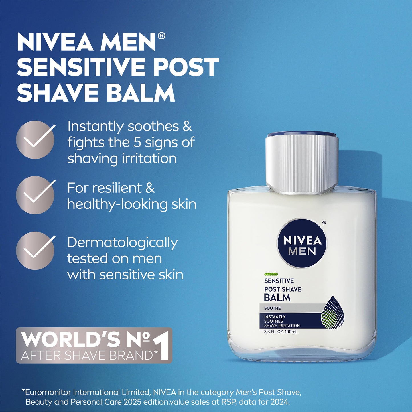 NIVEA MEN Sensitive Shaving Set for Men, Sensitive Shave Gel (7 Oz) + Soothing Post Shave Balm Aftershave (3.3 Fl Oz), Enriched with Chamomile Extract and Vitamin E, For Sensitive Skin