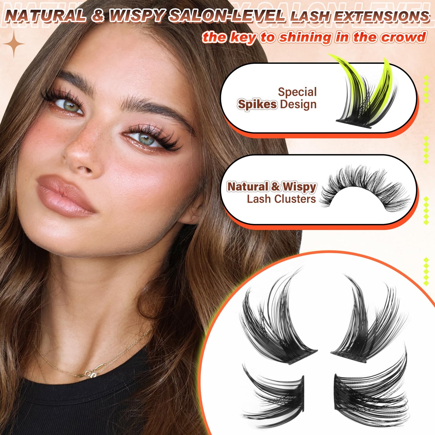 Wispy Lash Clusters Natural Eyelash Clusters Wispy Cluster Eyelash Extensions Manga Cluster Lashes Natural Lash Clusters 10-18MM D-Curly Wispy Individual Lashes 144Pcs by Zegaine