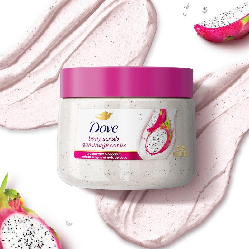 Dove Body Scrub - Dragon Fruit & Coconut Cream Exfoliates for Smooth, Radiant Skin | 15 oz
