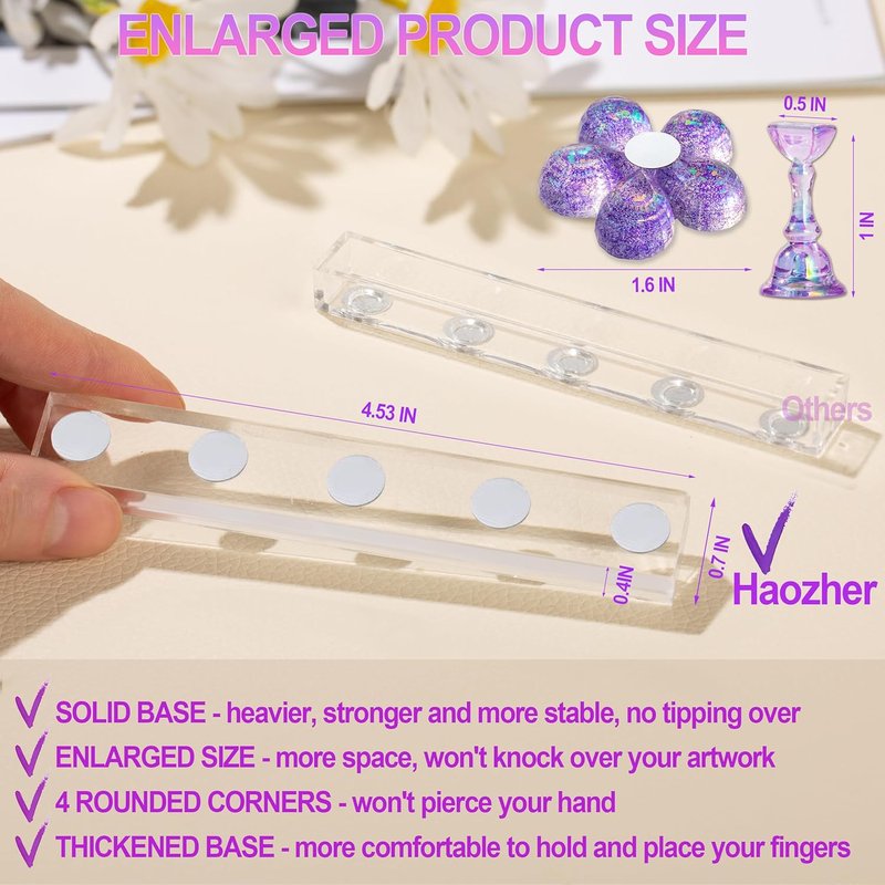 Nail Stand for Press Ons | Solid Acrylic Nail Holder with Magnets for Art Design & Practice - 2 Pack