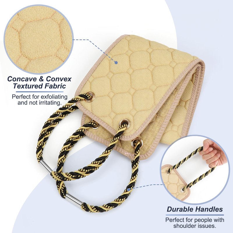 Exfoliating Back Scrubber with Handles, 39 Inch Double-Sided Back Exfoliator Body Scrub Towel, Exfoliating Washcloth Bath Tool for Use in Shower, Back Washer to Deep Clean Your Skin for Men & Women