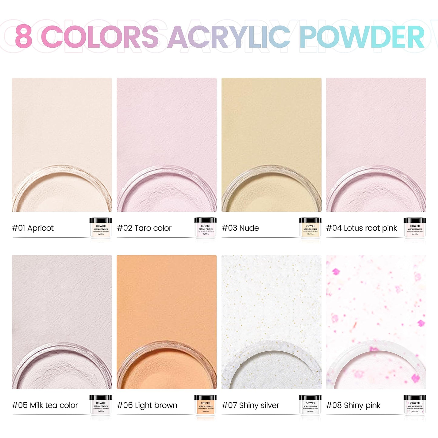 SULLMAR Acrylic Nail Kit For Beginners With Everything 8 Colors Acrylic Powder Acrylic Liquid Monomer With The Acrylic Nail Brush NailT Ools Nail Kits Acrylic Nails