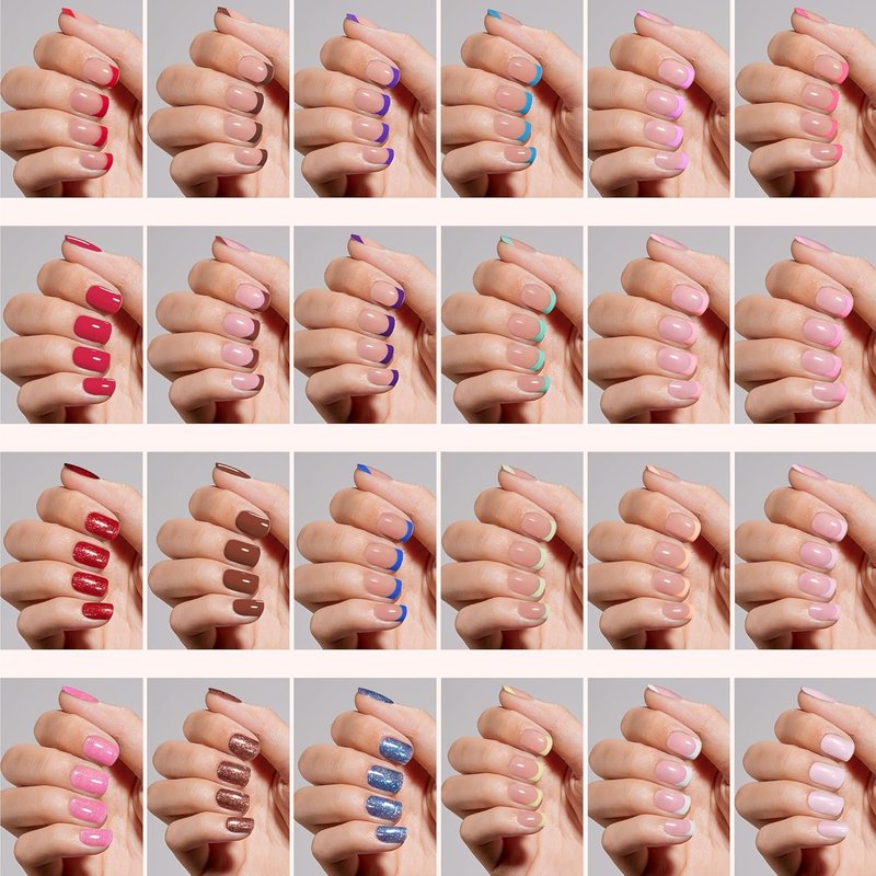 Beetles Press On Nails Kit - 720 Pcs Candy Mix | 24 Colors Short Square Nails with Glue & Stickers