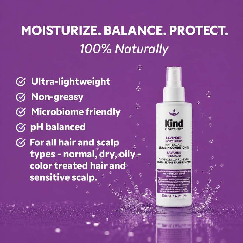 Lavender Moisturizing Leave In Conditioner Spray - Ultra Lightweight & Non Greasy - Moisturizes, Detangles & Protects Hair - Moisturizes & Balances Scalp - 100% Natural Origin - Oil Free - 6.7 fl.oz