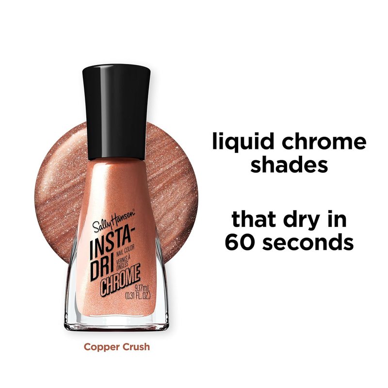 Sally Hansen Chrome Top Coat - Quick Dry, Long Lasting, Streak-Free Shine | Copper Crush Metallic Nail Polish