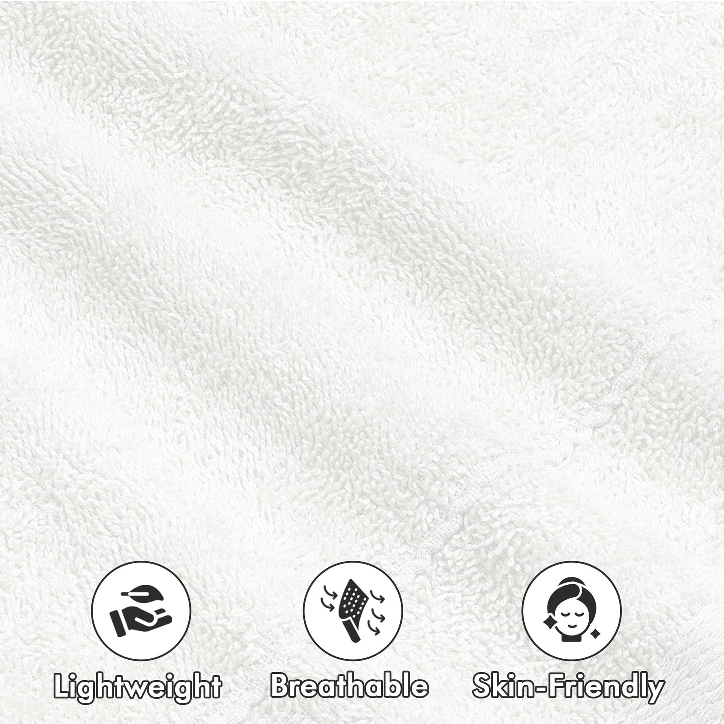 Novo Home Face Towels Pack of 12 – 100% Cotton Wash Cloths (12x12 inch) – Soft, Quick Dry & Highly Absorbent Hand Towels for Bathroom, Spa, Gym, Kitchen and for Daily Use - (White)