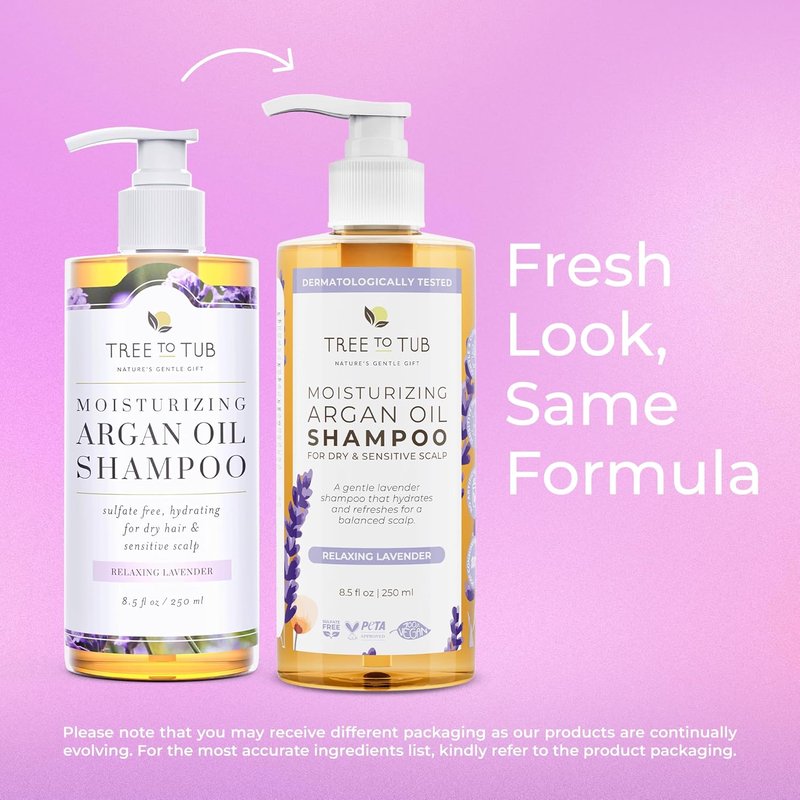 Lavender Dry Hair Shampoo for Sensitive Scalp - Gentle Hydrating Formula with Organic Argan Oil & Aloe Vera | Sulfate-Free, 12 oz