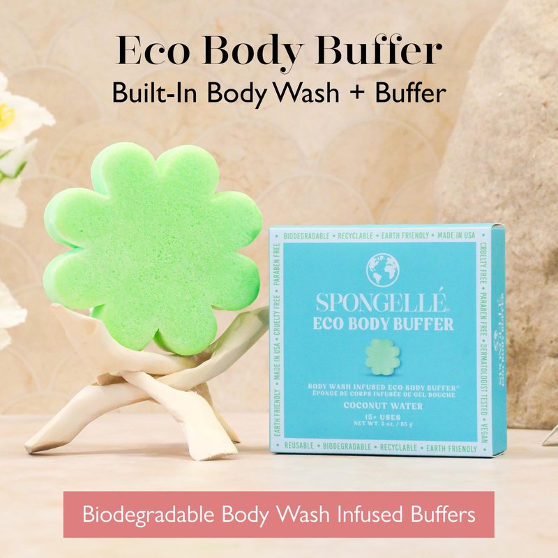 Spongelle Coconut Water Eco Collection Body Buffer Body Scrubber | Bath & Shower Loofah for Men & Women | Biodegradable, Cruelty-Free, Vegan, Dermatologist-Tested, Made in USA | 15+ uses