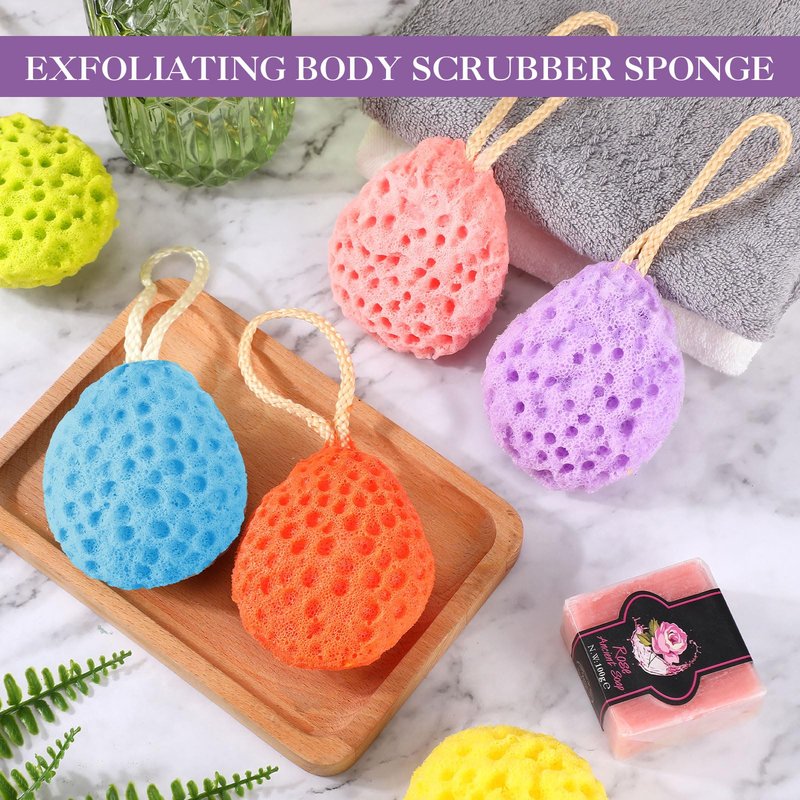 FoldTier 36 Pcs Bath Sponge Deep Cleansing Body Loofah Gentle and Deep Exfoliating Body Scrubber Bath Accessories Men Women Baby Sponge for Bathing Shower (Multicolor)