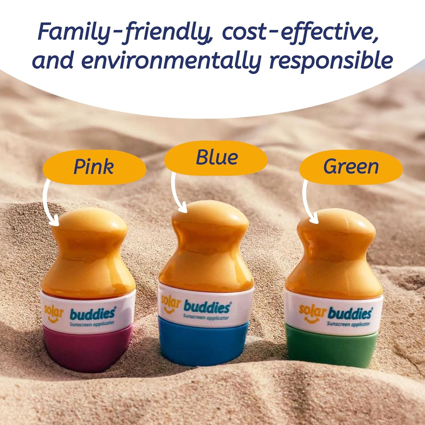 Solar Buddies Sunscreen Applicator - Pink Pack of 2 - BPA-Free Refillable Roll on Sponge Sunscreen, Suncream & Lotion Applicator For Kids, Adults & Families - Holds 3.4fl oz, Perfect Size for Travel