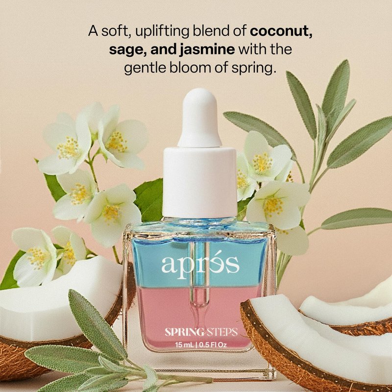 Apres Light & Shadow Cuticle Serum, Nourishing Blend of Almond and Jojoba Oil, Vitamin B and Turmeric, Cuticle Repair Oil 15 mL (15 ml, Spring Steps (Coconut, Sage, and Jasmine))