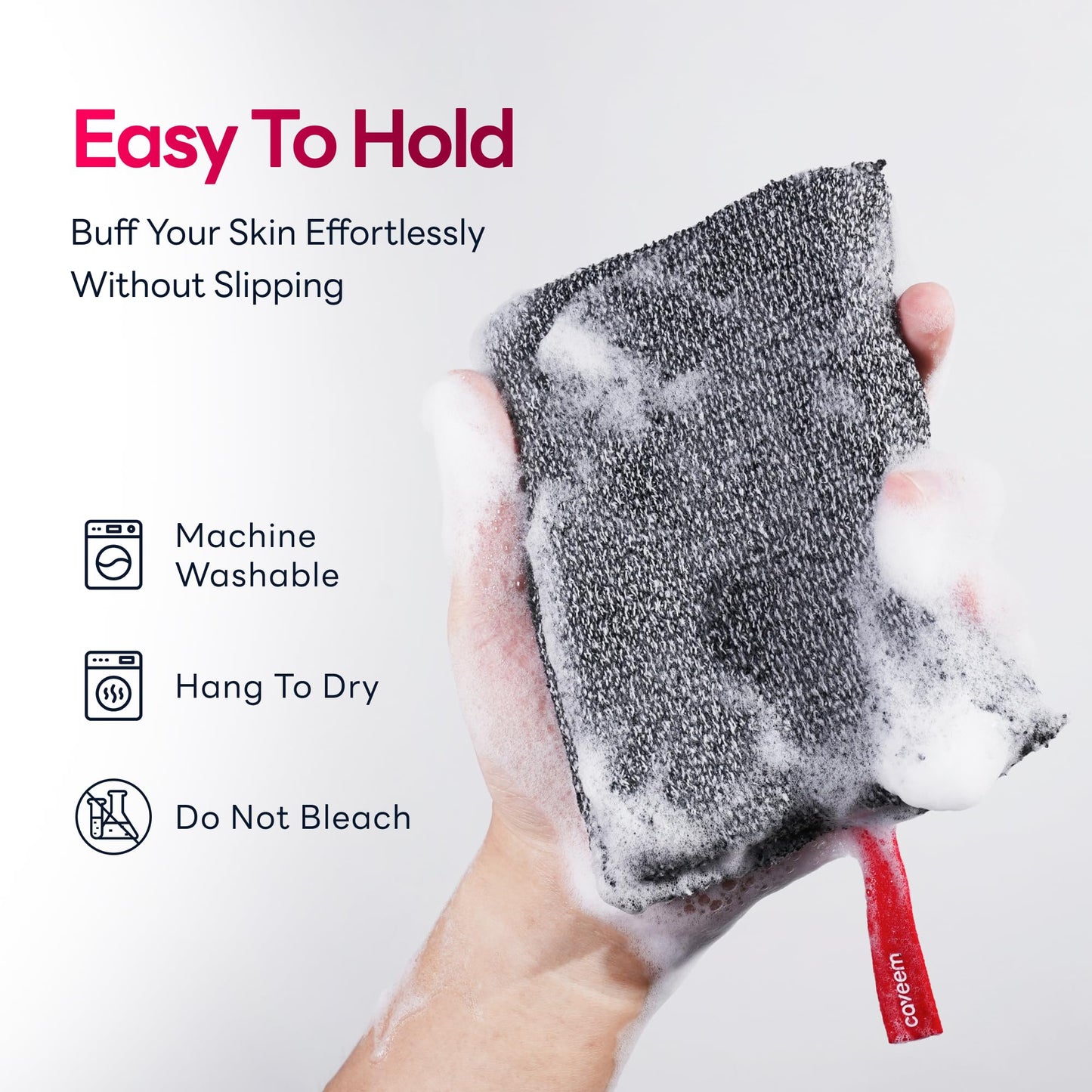 Caveem Exfoliating Body Scrubber, Large Bath and Body Scrub Buffer, Dual Texture Body Exfoliator for Remove Dead Skin, Soft and Rough Lightweight Square Sponge for Shower (2 Pack)