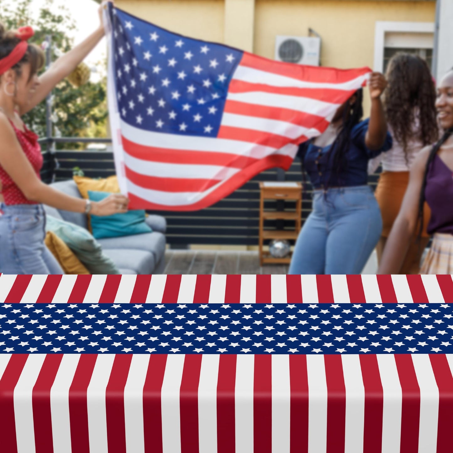 4 Pcs 4th of July Decorations, 108" X 54" Plastic 250th Anniversary 4th of July Tablecloths, Red White Blue Tablecover American Tablecover, Patriotic Table Cover Memorial Day Party Supplies for Kids