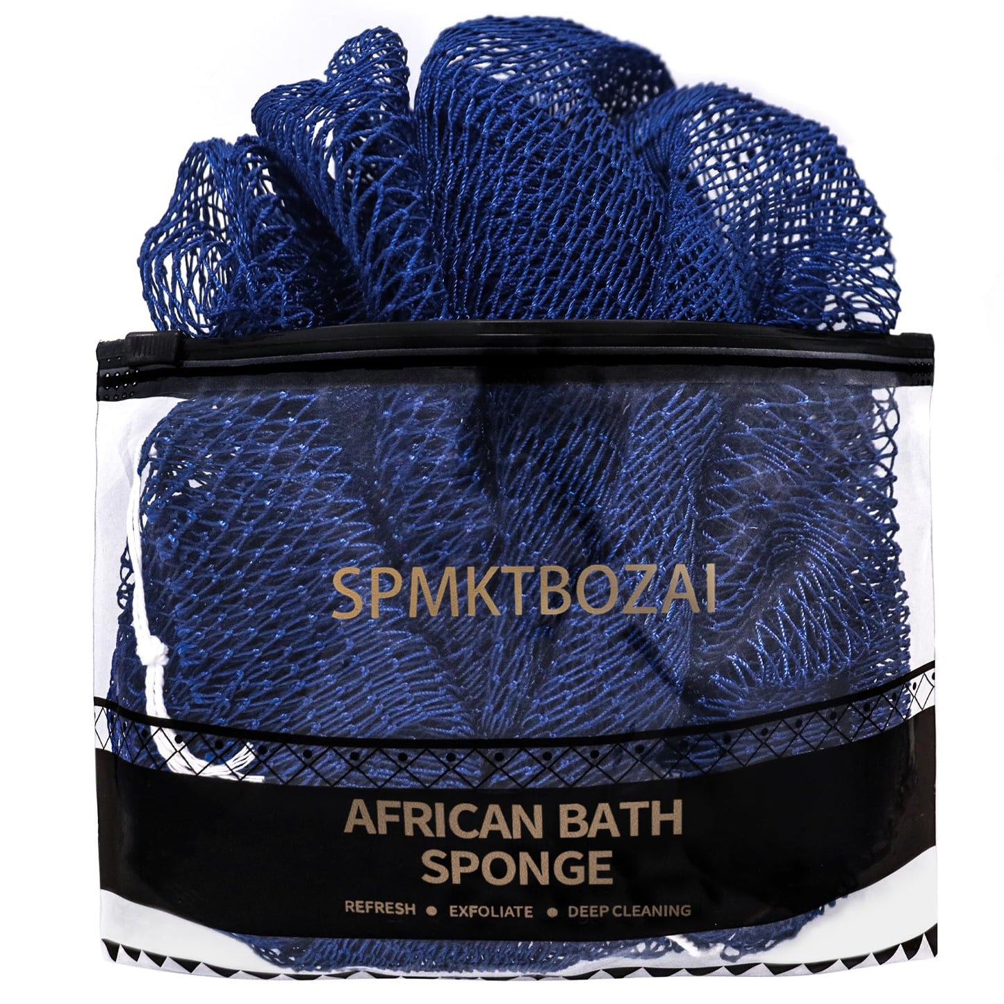 SPMKTBOZAI African Net Sponge Authentic, Loofah Exfoliating Body Scrubber Bath Sponge, African Exfoliating Net Sponge Back Scrubber Washcloth for Shower, Body Care Bathing Accessories (Blue)