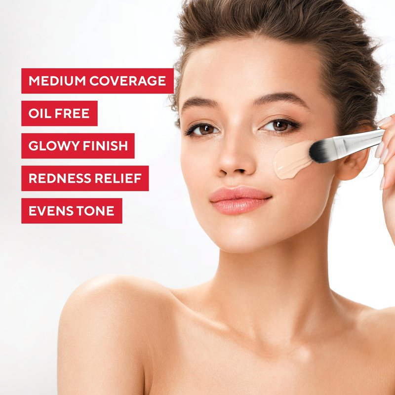 Mirabella Skin Tint Creme Liquid Foundation Makeup, Oil-Free Mineral Foundation for Medium Coverage - w/Hyaluronic Acid, Squalane, & Allantoin for All Skin Types - IIW Warm