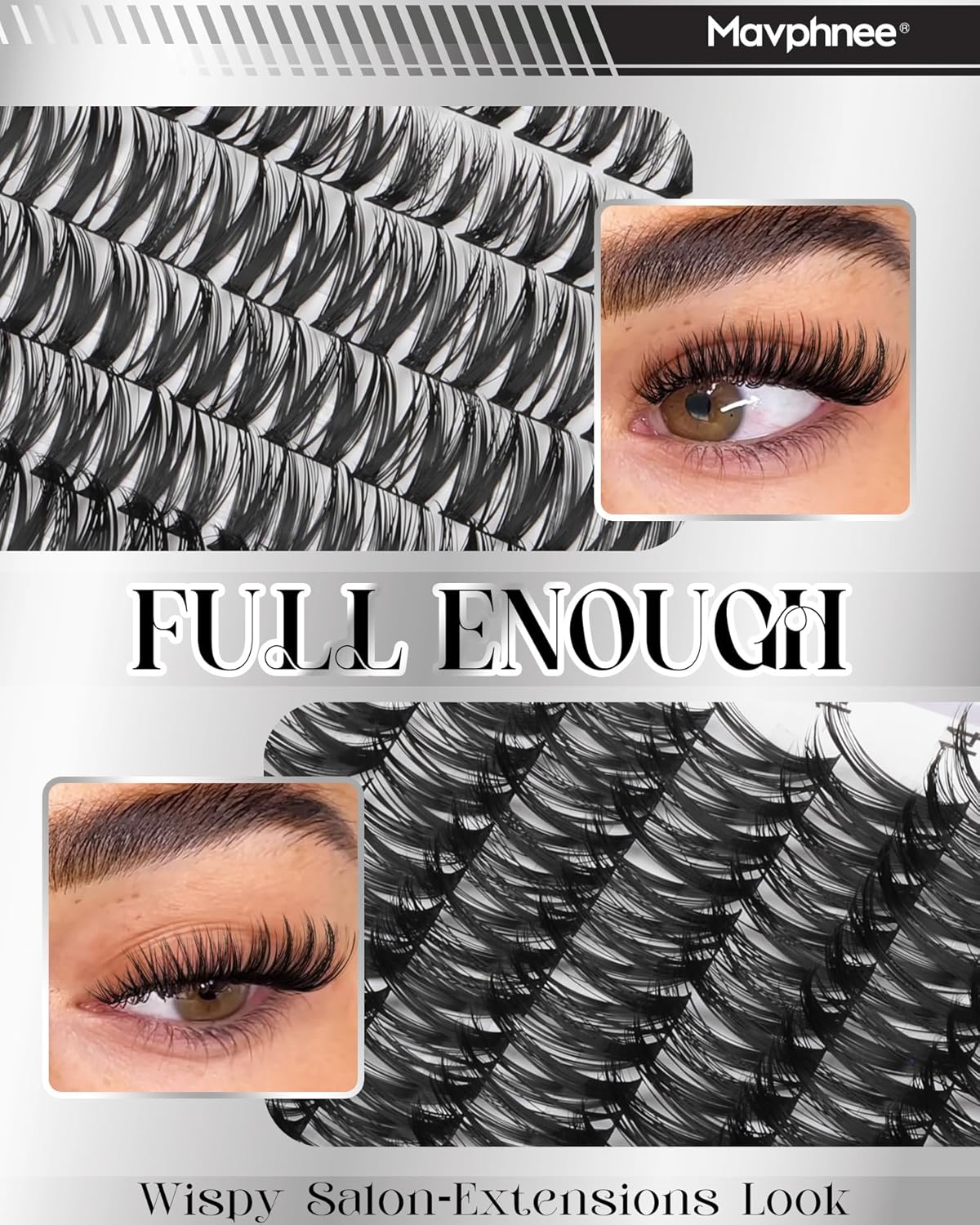 Skiennix Wispy Eyelash Clusters - Ultra-Dense Individual Lashes for Dramatic Looks | 132PCS DIY Pack (8-18MM)