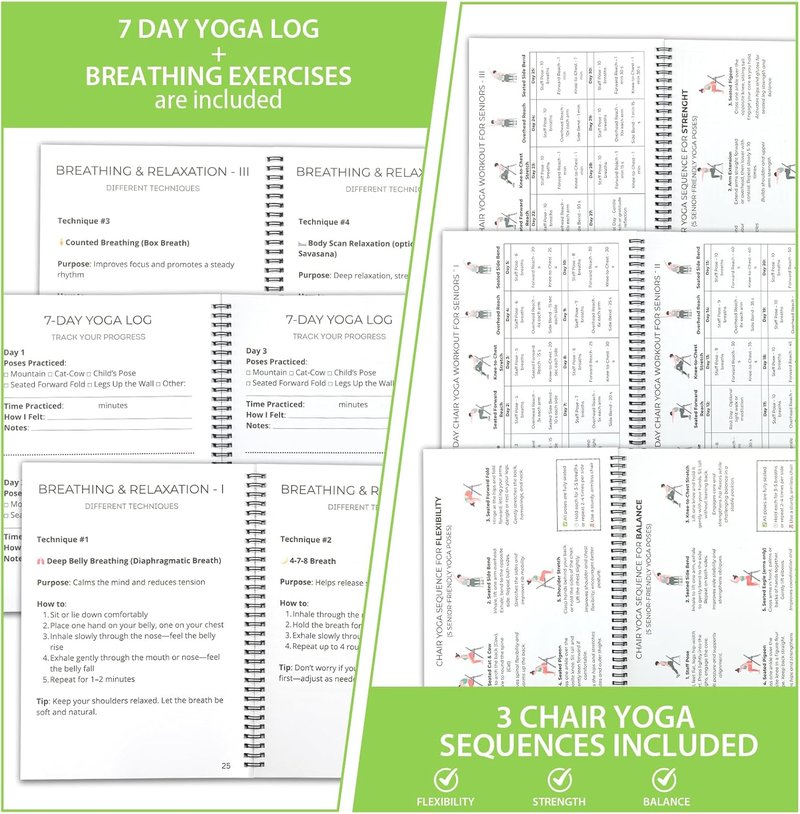 Chair Yoga for Seniors - Gentle Seated Guide for Flexibility & Balance | 30-Day Challenge A4 Size Routine