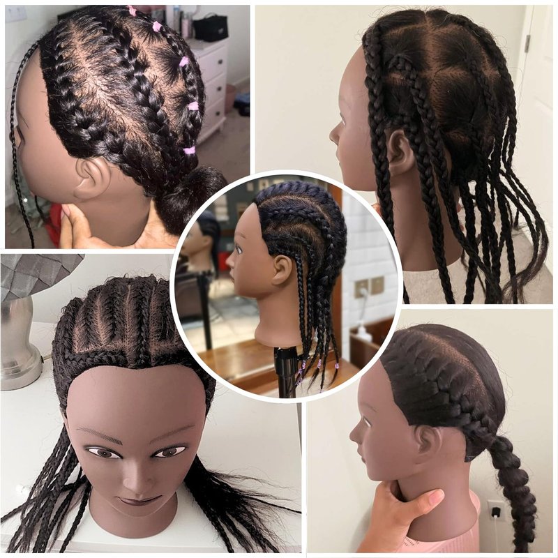 Mannequin Head with Hair for Braiding 16 Inch Practice Hair Mannequin Head for Hairstyling Traning Manikin Doll