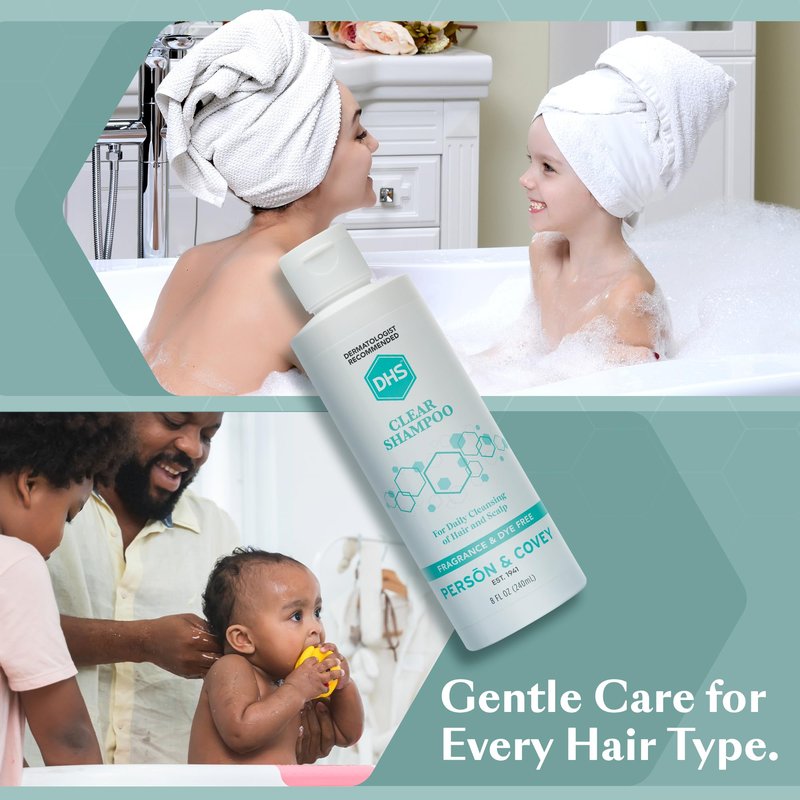 DHS Clear Shampoo - Women’s and Men’s Shampoo for Sensitive Skin/Unscented, Cleans Hair and Treats Dry Scalp/Irritant-free, Paraben-free, Fragrance-free, and Dye-free / 8oz