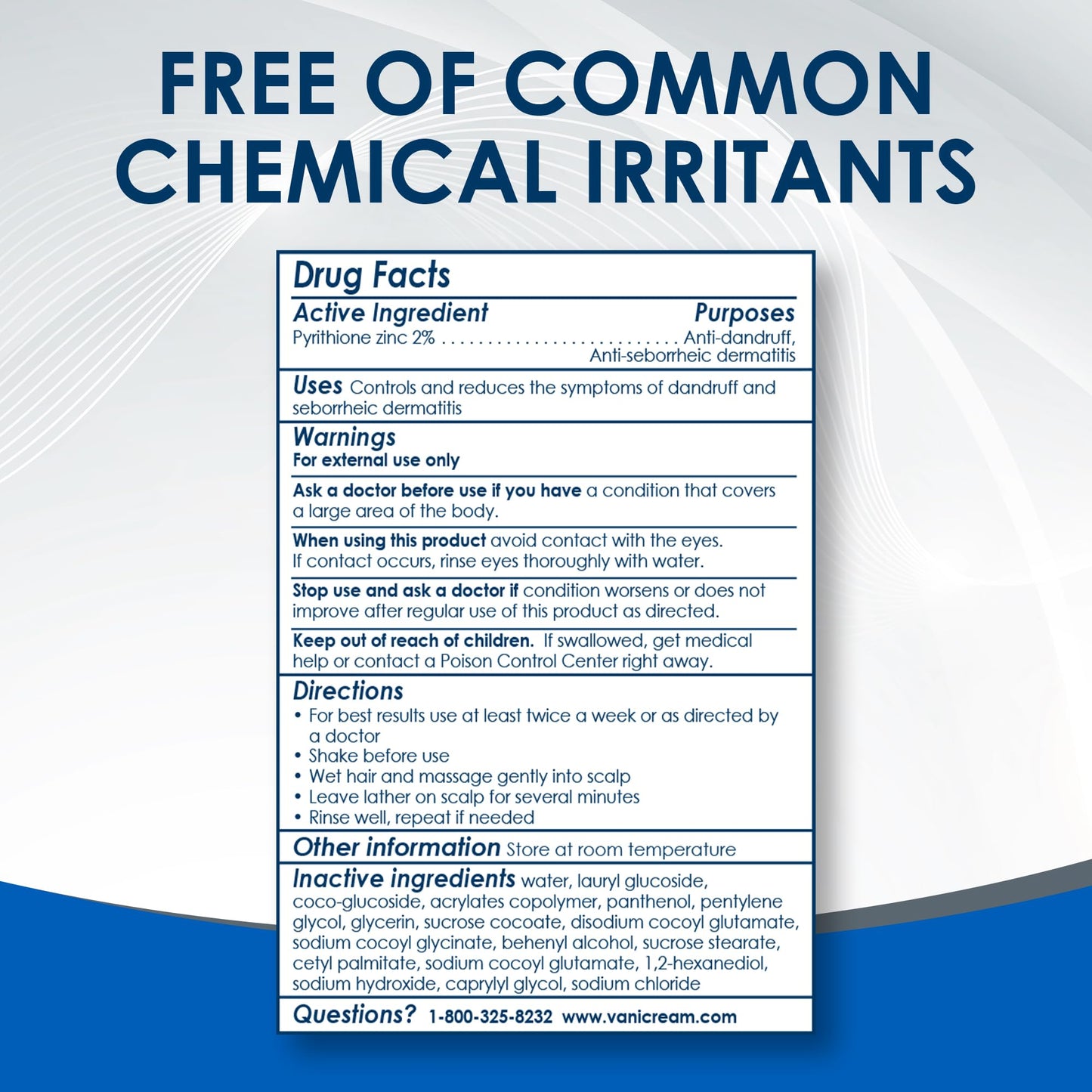 Vanicream Dandruff Shampoo – pH Balanced Mild Formula Effective For All Hair Types and Sensitive Scalps - Free of Fragrance, Lanolin, and Parabens – 8 Fl Oz