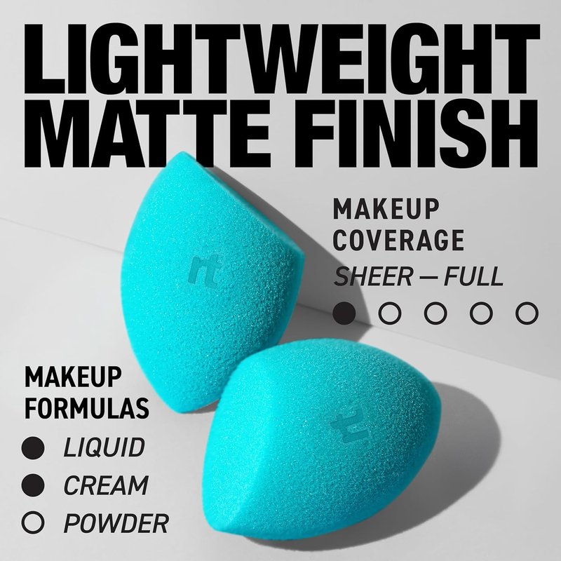 Real Techniques Miracle Airblend Sponge - Matte Makeup Blending Sponge for Liquid & Cream Products, Latex-Free, 1 Count