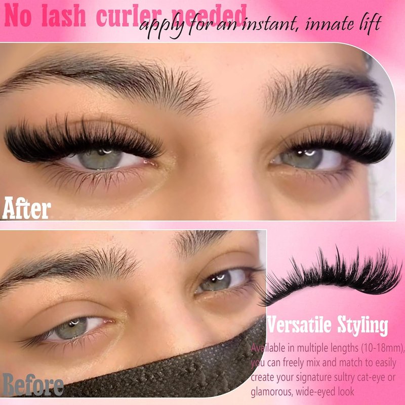 FANXITON Volume Lash Clusters - Spiky Manga 300D Eyelash Extensions | 10-18MM Thick Wispy D Curl