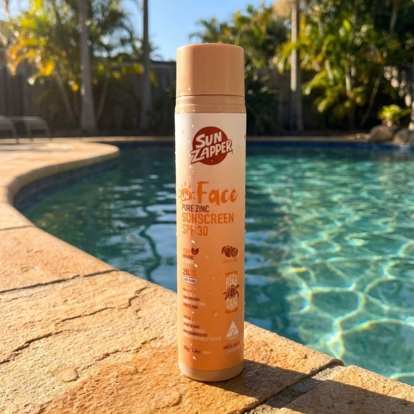 Sun Zapper Face Pure Zinc Sunscreen SPF 30 Tinted – Organic Mineral Sunscreen, 25% Non-Nano Zinc Oxide, Lightweight Invisible Finish, Reef Safe, Vegan, 100g (3.5 oz) Pump, Australian Made