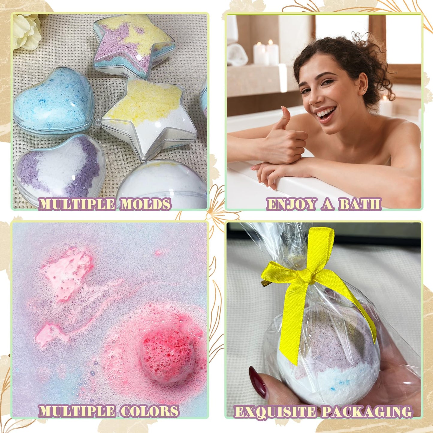 THALUNA Bath Bomb Making Kit, DIY Bath Bomb Kit for Adults & Teens, Make Your Own Bath Fizzy with Bath Bomb Molds, Essential Oils, Relaxing Bath Time Home Creative Spa Gift for Her, Women