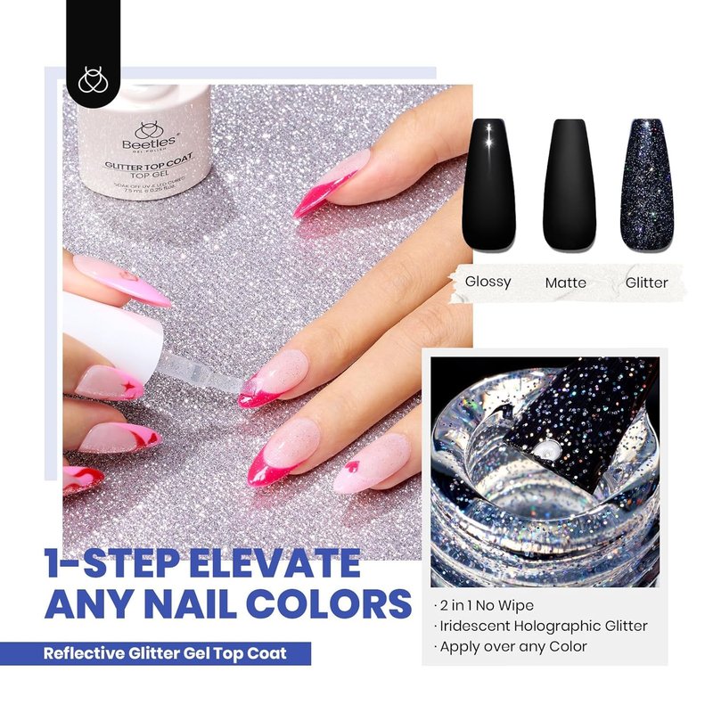 beetles 44pcs Gel Nail Polish Set - 36 Colors Colorful Muse Gel Polish Kit Pink Nude Red Yellow Green Black White Glitter Nail Kit Base Top Coat UV LED Needed Salon DIY Home Gift for Women