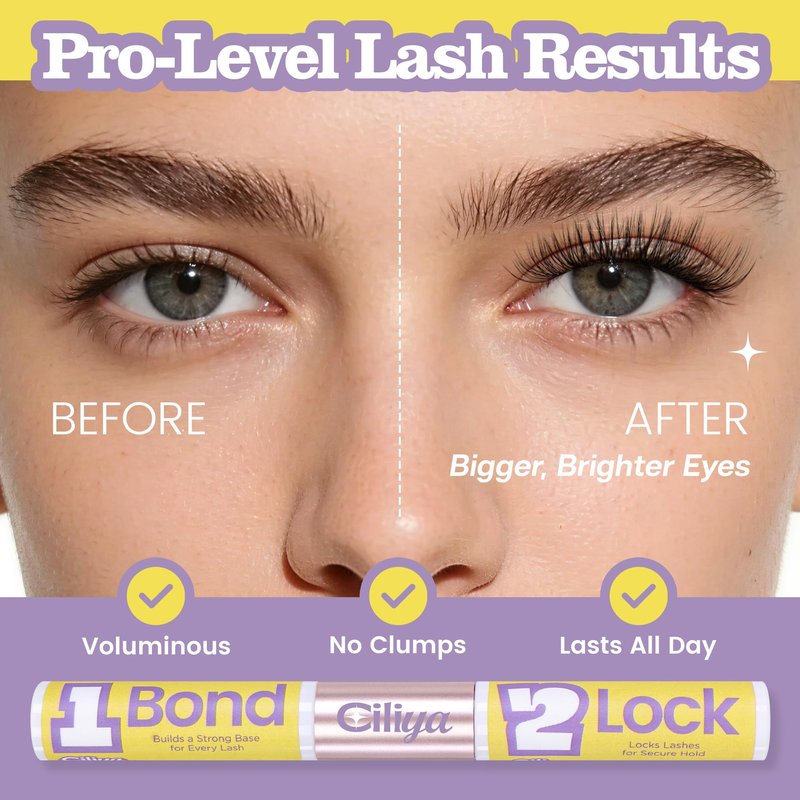 CILIYA Lash Cluster Glue, Lash Bond and Seal Waterproof, Bond & Seal Eyelash Glue for Clusters, Eyelash Adhesive Black Long-Lasting 72H, Latex-Free