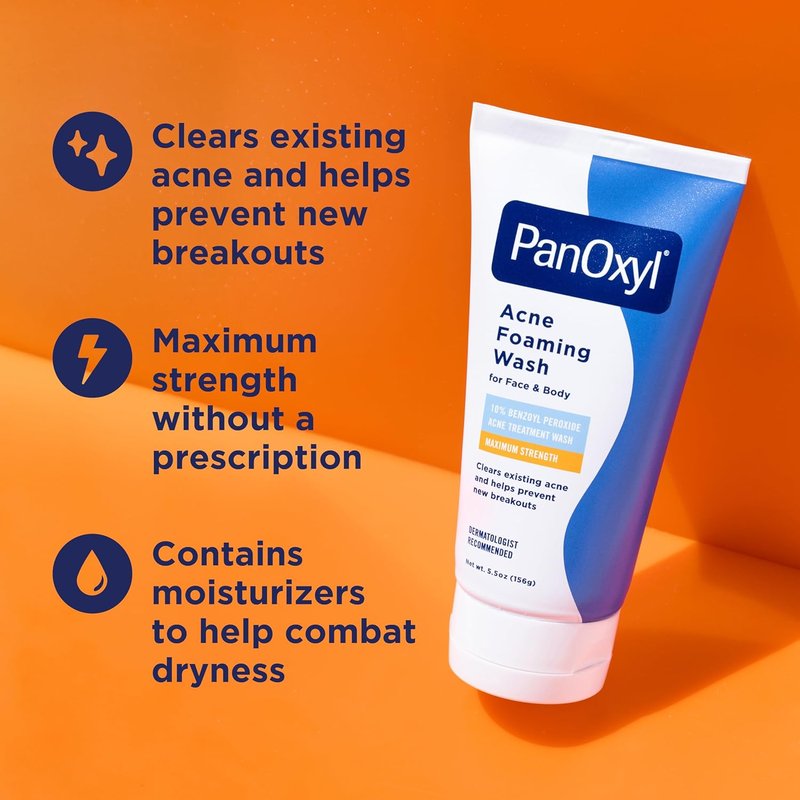 PanOxyl Acne Foaming Wash Benzoyl Peroxide 10% Maximum Strength Antimicrobial, 3 Oz, Pack of 2