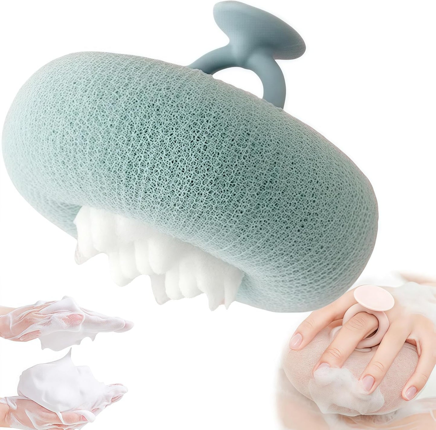 Super Soft Sunflower Suction Cup Bath Ball, 2025 New 2 in 1 Sunflower Exfoliating Body Scrubber, Sponge Mesh Pouf Shower Ball for Women, Men Shower (Green)