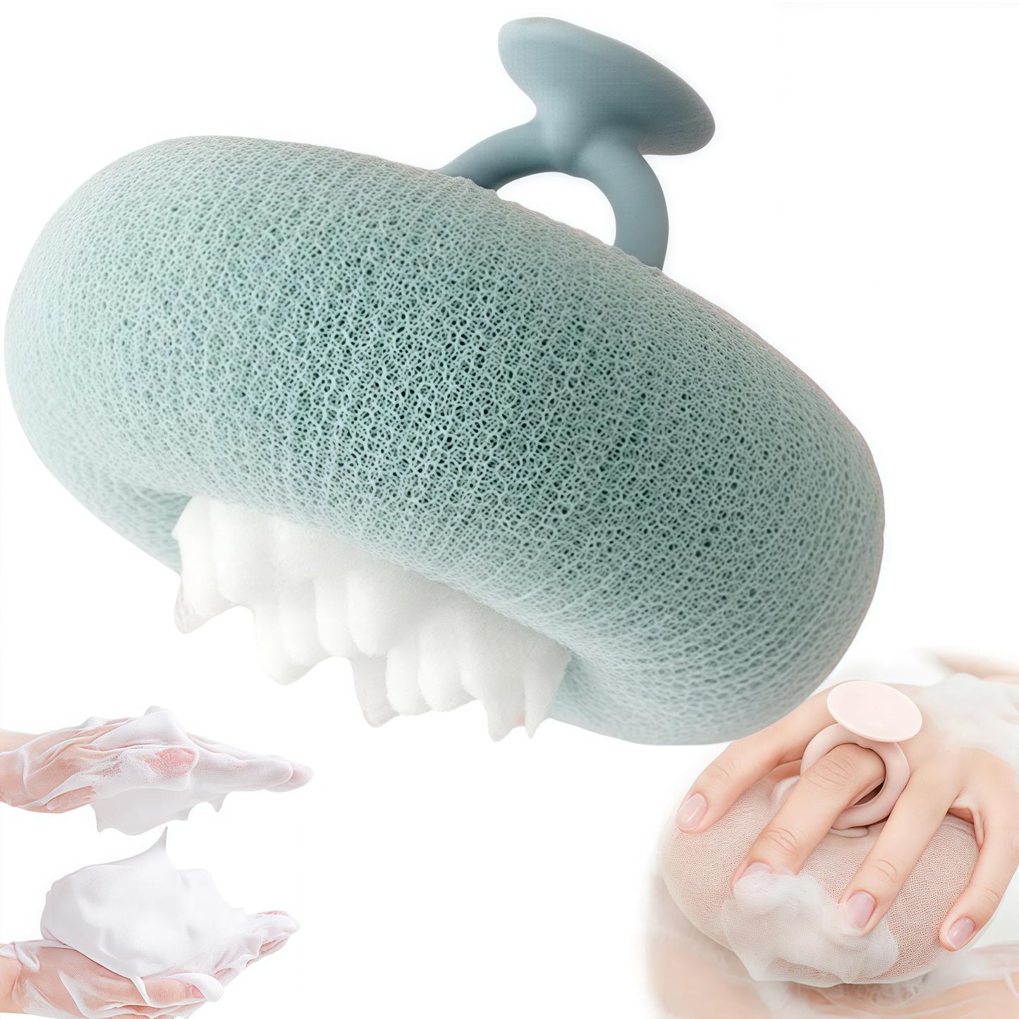Super Soft Sunflower Suction Cup Bath Ball, 2025 New 2 in 1 Sunflower Exfoliating Body Scrubber, Sponge Mesh Pouf Shower Ball for Women, Men Shower (Green)