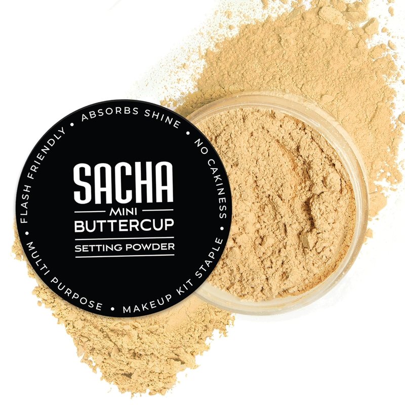 Sacha BUTTERCUP Mini Setting Powder - Translucent Face Powder for Medium to Dark Skin | No Ashy Flashback, 0.35 oz