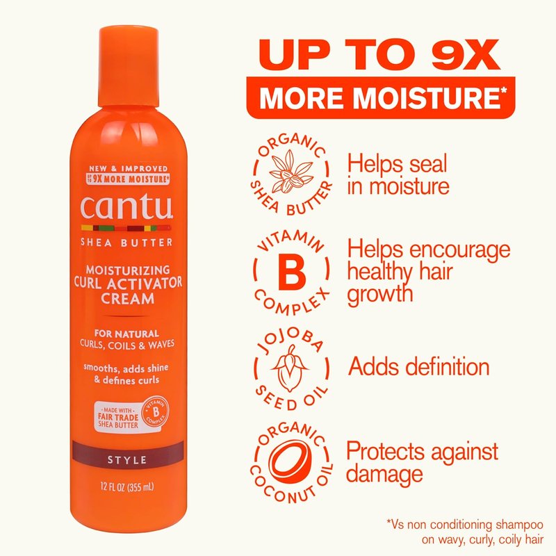 Cantu Shea Butter Curl Activator Cream - Moisturizing Formula for Natural Hair | 12 Fl Oz